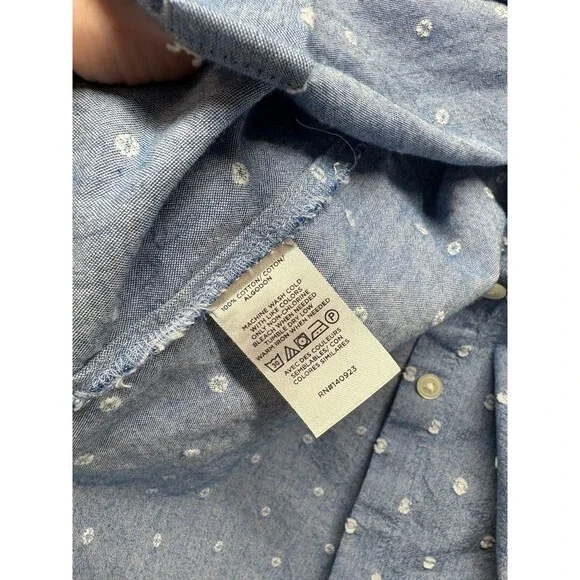 Loft Women's Chambray Dolman Blouse Cap Sleeves Blue Size XS Button Up Cotton - Picture 3 of 4